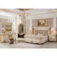 Ensemble de meubles de chambre à coucher en bois massif, lits en bois sculpté, meubles de chambre à coucher de style antique français, taille king size