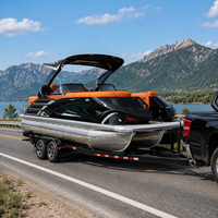 Bateau ponton tri-toon en aluminium et fibre de verre haute performance de 22 pieds - Pêche sportive - 12 personnes - Arche électrique - Moteur approuvé CE - Remorque