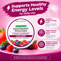 L-Tyrosine L-Theanine Pouch 20 Sachet Penambah Energi Rasa Berry Campuran Alami Nootropik untuk Dewasa OEM ODM Label Pribadi