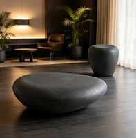 Table basse moderne minimaliste Wabi-sabi en galets, avec cadre en résine et verre, ensemble de tables d'appoint de forme irrégulière pour salons et usage domestique