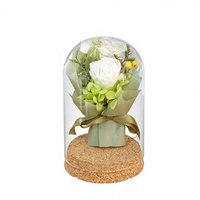 Bouquets de fleurs éternelles populaires dans un verre, roses éternelles dans un verre avec lumières LED, boîtes cadeaux