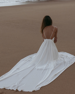 Abito senza schienale a canotta bianco, gonna lunga fino al pavimento per fotografia di viaggio, gonna da <span class=keywords><strong>spiaggia</strong></span> Super fata bohémien vacanza al mare - Product Image 6