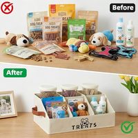 Boîte de rangement pour friandises pour animaux de compagnie à compartiments trapézoïdaux avec poignée et design pliable pour friandises pour chiens
