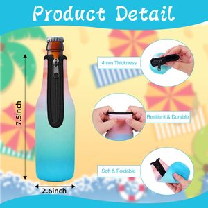 Fundas Enfriadoras de Neopreno Grueso con Cremallera para Botellas de Cerveza, Aislamiento Suave, Antideslizantes, para Botellas de Cerveza de Cuello Largo de 12oz, Ideales para Fiestas - Product Image 4