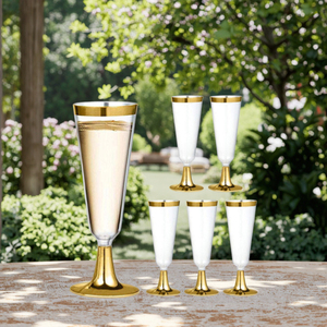 Flûtes à champagne en plastique transparent avec logo personnalisé, verres à vin jetables à bord doré pour les fêtes de <span class=keywords><strong>mariage</strong></span>, élégantes coupes à toast - Product Image 4