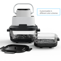 Nouvelle Friteuse à Air 2026 OEM avec Double Récipient (4L et 1.5L), Pot en Verre Visuel, Poignée Portable, Cuisson Rapide et Croustillante