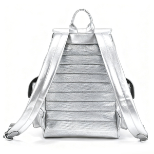 Custom Logo Metallic Silver Embossed High Quality PU Leather <b>Backpack</b> Large Capacity Laptop Travel <b>Backpack</b> - Product Image 5