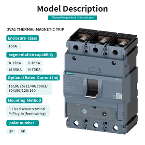 Siemens MCCB Fijo 3VA1M160 R1 TM110M F/3P 690V Unidad de Disparo Termomagnética 16-100A Capacidades de Ruptura 16/25/36kA En Stock - Product Image 4