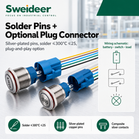Sweideer Interrupteur à bouton-poussoir momentané LED en acier inoxydable 12/16/19/22mm, étanche IP65, montage sur panneau 1NO/1NC