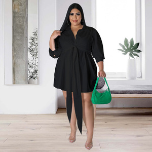 La maggior parte dei prodotti <span class=keywords><strong>Online</strong></span> più venduti abbigliamento femminile Sexy tinta unita cravatta abito camicia corta - Product Image 4