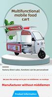 Chariot de vente ambulant électrique multifonctionnel pour aliments, idéal pour les marchés nocturnes en extérieur, le petit-déjeuner et les brochettes.