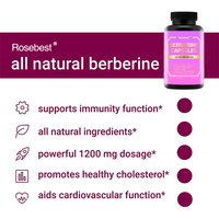 Rosebest GMP Certifié Vente en Gros OEM Marque Privée Végétalien 1200mg Capsules de Berbérine HCI Pure Naturelle Supplément pour l'Immunité