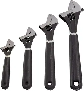 4-piece Adjustable Wrench Set Wide Jaw Wrench With Double Dipping Handle Laser Marked CR-V Steel For Professional