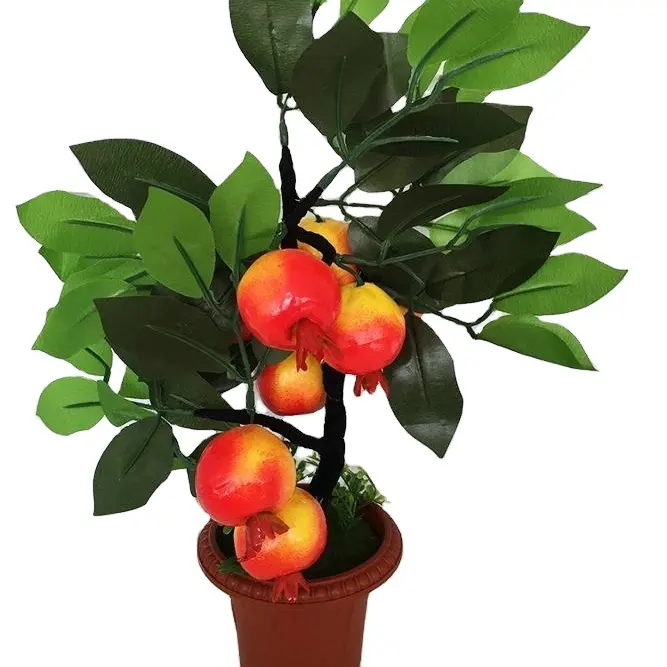 الزهور الصناعية الزهور الخضراء زينة المنزل الفاكهة البرتقال التفاح ليمون شجرة محاكاة بونساي المحاكاة الديكور