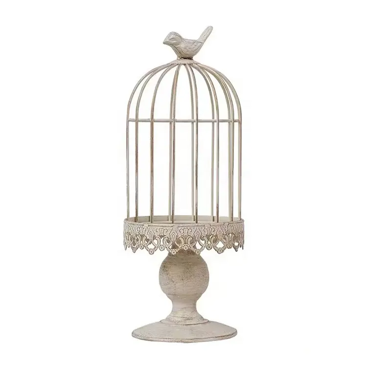 Mesa de hierro Retro para decoración, jaula para pájaros, candelabro de gran tamaño