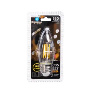 Bombilla LED de filamento C35 E27 6W, diseño transparente, ideal para iluminación cálida y decorativa en hogares y negocios. - Product Image 2