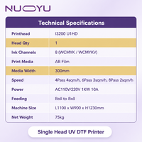 Nueva Impresora UV DTF Promocional de 300mm con Cabezal Único, Máquina Automática de Transferencia de Logotipos y Pegatinas, Certificación CE RoHS, Directo de Fábrica