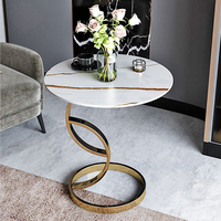 Table basse italienne de luxe moderne simple en marbre, table basse de salon hôtel balcon petite table basse ronde