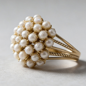 Anello Vintage da Donna con Fiori di Perle Finte e Gypsophila, Gioiello Elegante e alla Moda - Product Image 3