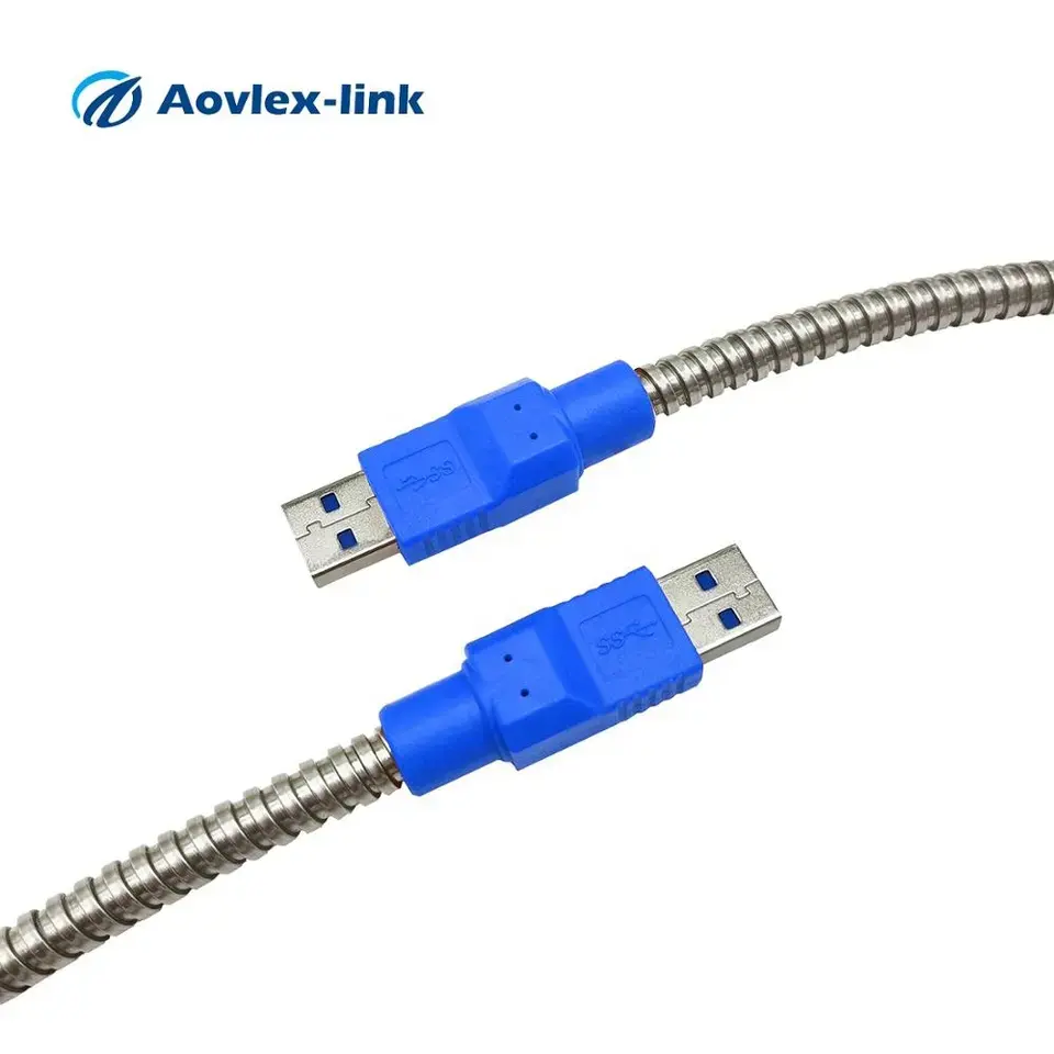 Usb3.0 Cable Usb Type-a Male To Male Cable For Industrial Equipment Stainless Steel Protection