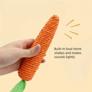 Juguete para masticar mascotas con rábano anudado, piedras de sonido integradas, juego de dentición interactivo para gatos, compañeros, cuerda de algodón sin BPA, estimulación de textura - Product Image 2