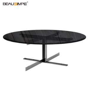 Table basse moderne minimaliste en verre gris <span class=keywords><strong>Catlin</strong></span>, avec cadre en bois et acier inoxydable, plateau en marbre, hauteur réglable, écologique, luxe léger - Product Image 2
