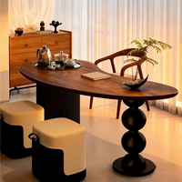 Table à thé et chaises en bois massif de style vintage, bureau à double usage, design nordique, meubles de salon