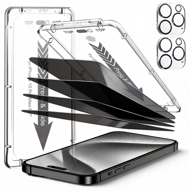 Wholesale Easy App Dustproof 9H Tempered Glass Privacy Screen Protector with Installation Tool for Iphone All Phones New Models