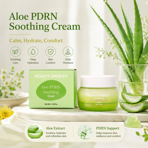 Crema Calmante de <span class=keywords><strong>Aloe</strong></span> <span class=keywords><strong>Vera</strong></span> PDRN, Hidratante, Reparadora, Anti-enrojecimiento, Fórmula Personalizada, Empaque Personalizado, Marca Privada OEM ODM - Product Image 4