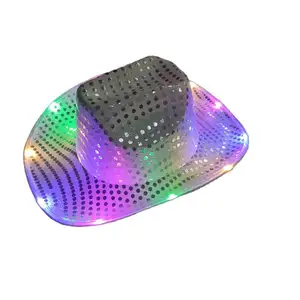 Allogogo热卖闪光牛仔帽，带彩色发光二极管灯，用于节日派对装饰