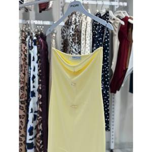 Vestido Tubo de Punto con Cuello Alto Fiori Amarillo, Elegante, Formal, Casual, Transpirable - Product Image 1
