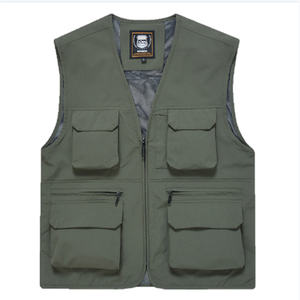 Haute qualité hommes été refroidissement gilet respirant utilitaire Cargo fermeture éclair pour la pêche en plein air travail Photos poches pratiques - Product Image 3