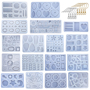 Moule en silicone pour pendentifs de boucles d'oreilles, moules de fabrication de bijoux en résine époxy, cœurs, feuilles, lune, breloques DIY, moule artisanal - Product Image 4