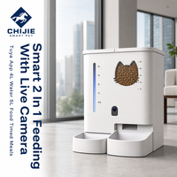 Intelligenter 2-in-1 Automatischer Tierfutterautomat mit 2K Live-Kamera, 4L Wasserbehälter, 5L Futterbehälter, WLAN-App-Steuerung, Zeitgesteuerte Fütterung für Katzen und Hunde im Innenbereich
