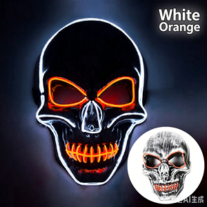 Masque de fête LED lumineux pour Halloween, Noël, anniversaire, avec inscription noire, en PVC, écologique, réutilisable, masque facial d'<span class=keywords><strong>horreur</strong></span> rechargeable - Product Image 5