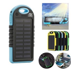 โลโก้แบบกำหนดเอง แบตสำรองพลังงานแสงอาทิตย์แบบพกพาความจุสูง 5000mAh พร้อมไฟฉาย LED แบตสำรองพลังงานแสงอาทิตย์ขนาดเล็กสำหรับตั้งแคมป์ - Product Image 1