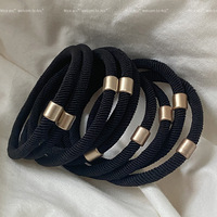 Élastique à cheveux noir en spandex haute élasticité Zunwei pour femmes, style coréen, simple et durable, anneaux pour queue de cheval 5,5 cm