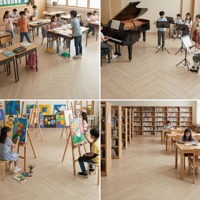 Parquet en chevrons multicouche en chêne blanc bouleau, facile à nettoyer, surface lisse, classement AC3, pour salles de classe, salons et extérieurs