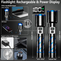 Lampe torche à zoom super puissante, best-seller, longue portée, avec recharge USB, ampoule LED