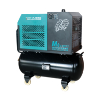 Compresseur à vis portable à économie d'énergie, fréquence 4 kW 5,5 CV, faible bruit, faible vibration, réservoir de 100 L, moteur refroidi par air