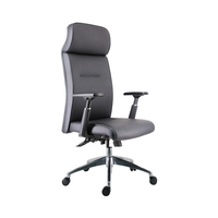 Chaise de direction réglable de style moderne pour bureau à domicile en cuir synthétique avec appui-tête en PP en acier et aluminium inclus