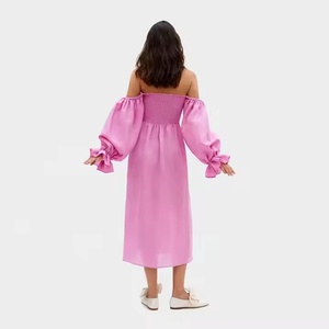 Vestidos de Verano 2025 de Diseño Original (OEM), Vestidos de Lino y Algodón Sólido para Playa, para Mujer - Product Image 5