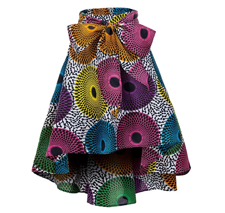 Fashion Women's African Traditional Kitenge Clothing Printing Casual Big Swing Plus Size Skirt
