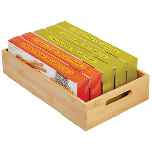 Bamboo <b>Storage</b> <b>Box</b> Rectangle With Partitions Fridge Organizer Food Container <b>Drawer</b> Tray - Product Image 2