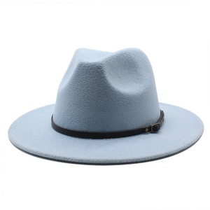 Sombrero Panamá clásico de ala ancha personalizado para hombre y mujer, sombreros Fedora al por mayor con diseño de hebilla de cinturón de cuero PU - Product Image 4