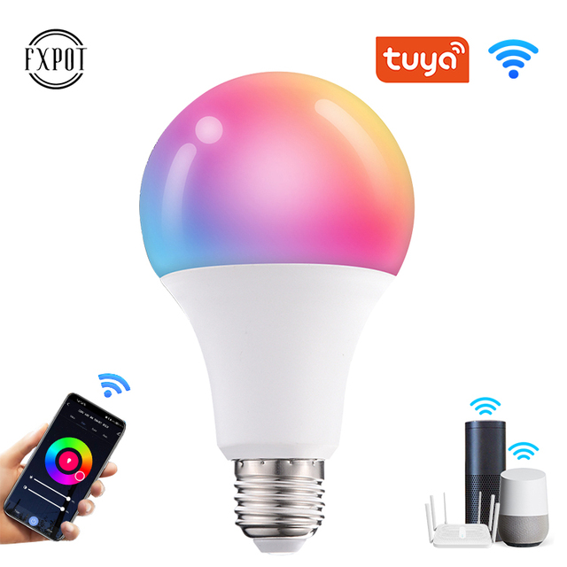 Fxpot Smart Led Light Tuya E27 Dimmable Multicolor Mobile Phone Control Tuya WiFi Smart Bulb