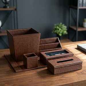 Ensemble de 6 boîtes à mouchoirs en similicuir pour entreprise, porte-serviettes carré, organisateur portable, boîte de rangement pour la maison et le bureau - Product Image 4