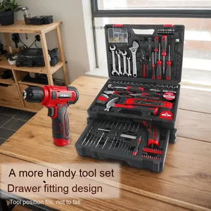 סט מברגים חשמליים מקצועי 8V ליתיום, ארגז כלים מכני 109 חלקים, ארגז כלים קשיח תלת שכבתי לתיקונים ביתיים, OEM - Product Image 6