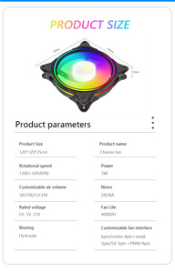 Chất lượng nâng cấp 120mm argb trường hợp làm mát người hâm mộ OEM chơi game máy tính 6 Pin LED màu câm trường hợp người hâm mộ - Product Image 4