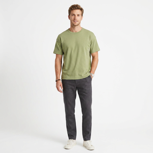T-shirts tricotés 100 % coton pour hommes, doux, respirants, anti-boulochage, pour usage quotidien décontracté, vente en gros du fabricant, commande en gros, OEM - Product Image 1